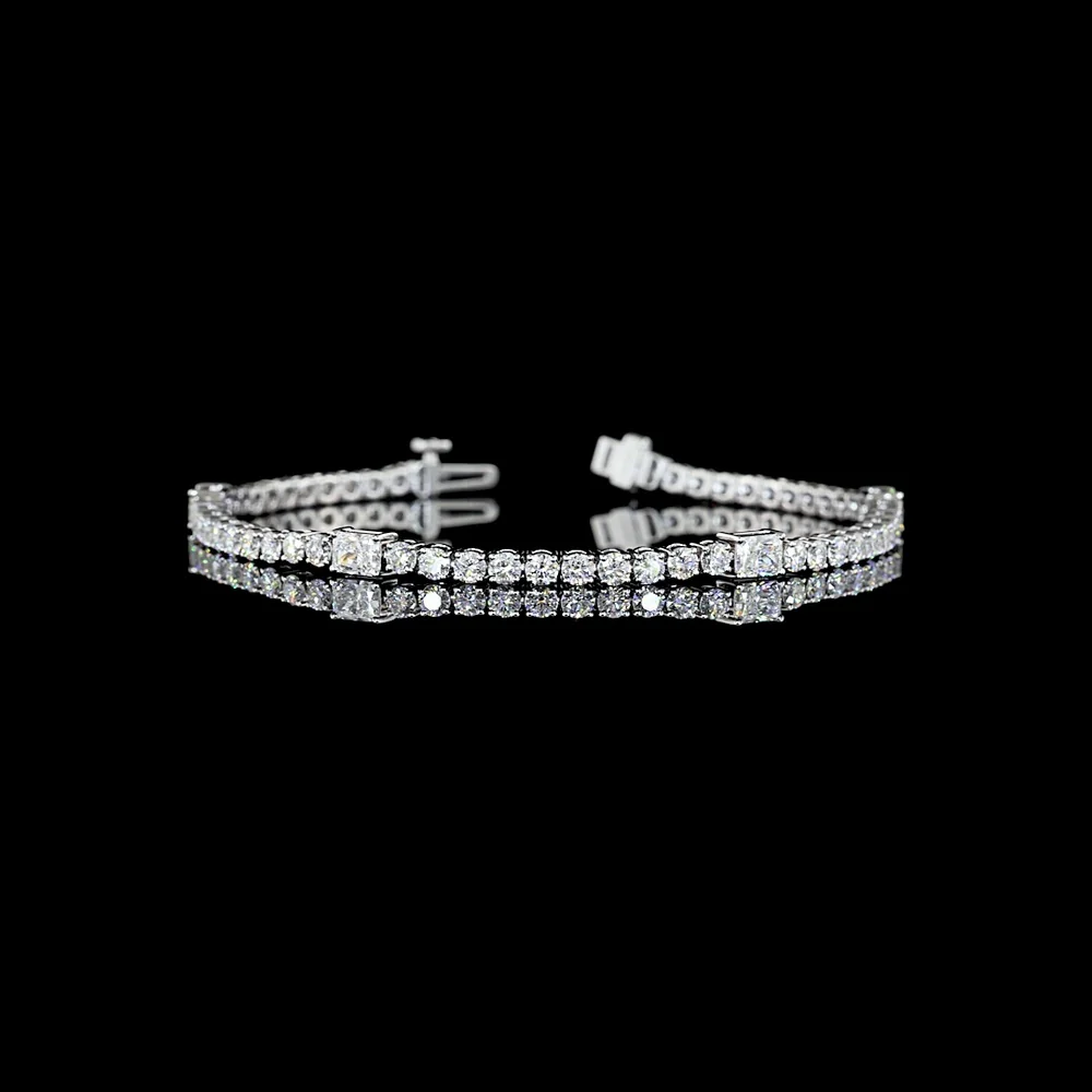 14K White Gold Radiant Tennis Bracelet with East-West Set Radiant Cut and Brilliant Cut Lab Diamonds - 5.26 Carats Total Diamond Weight - Covaloro Fine Jewelry