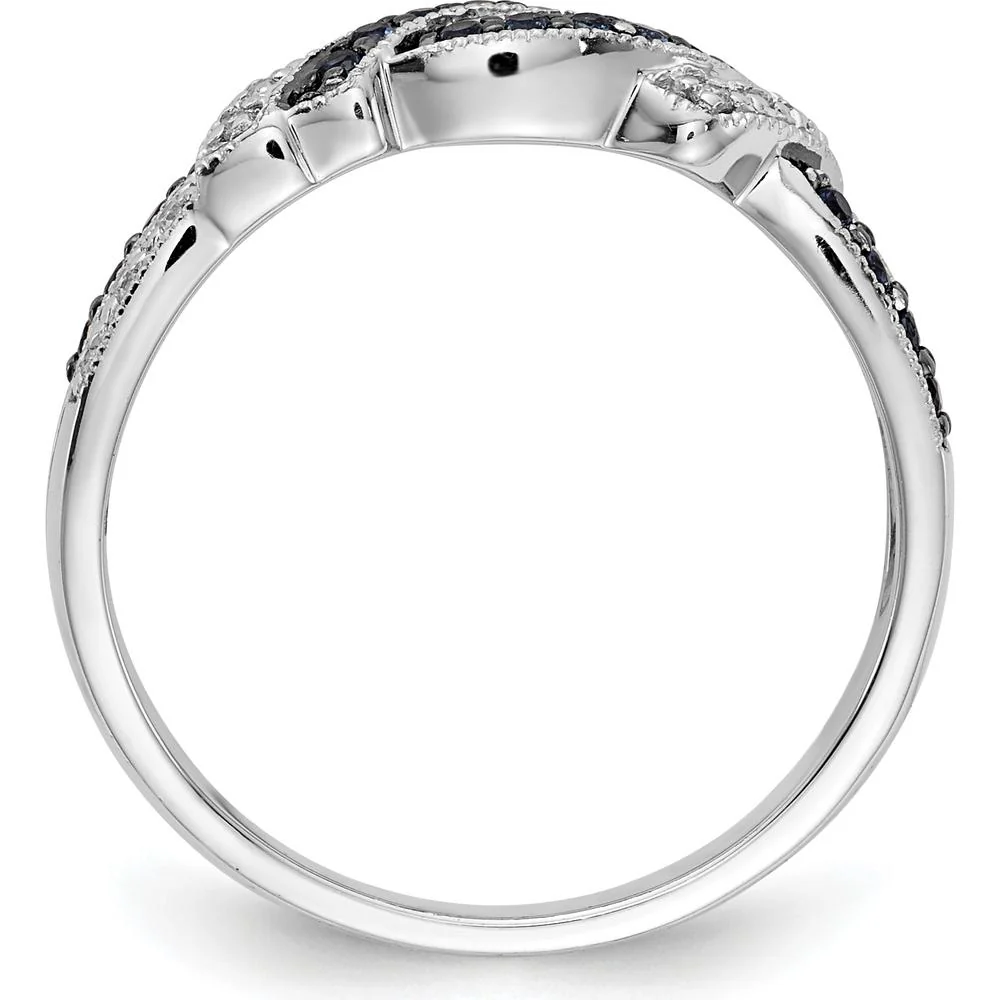 14K White Gold Ring with Round White and Blue Diamonds - 0.25 Carat Total Diamond Weight - Size 7 by Monteluci Fine Jewelry - Image 2