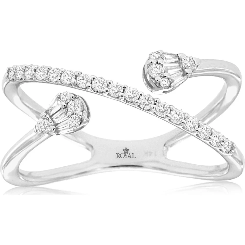 14K White Gold Ring with Teardrop and Round Diamonds - 0.25 Carats Total Diamond Weight - Royal Jewelry