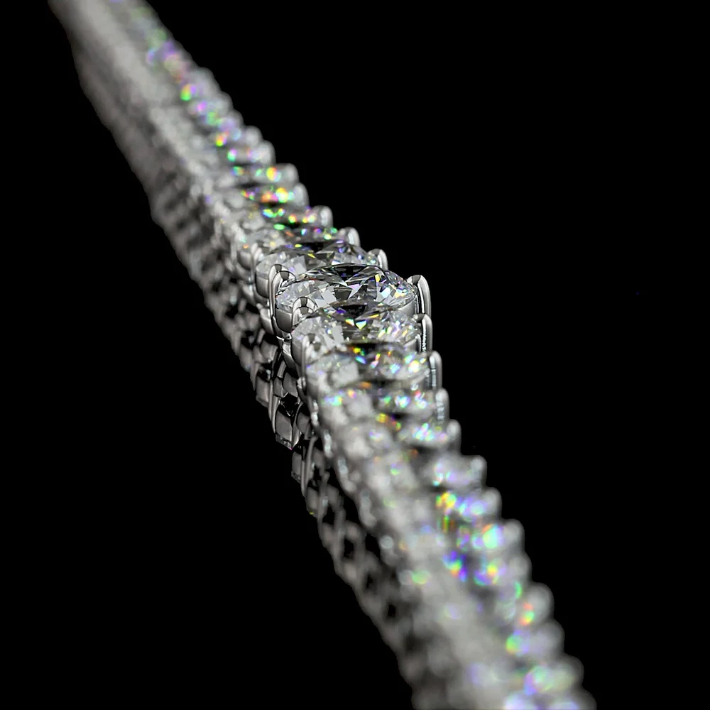 14K White Gold Riviera Necklace with 130 Graduating Round Lab Diamonds - 10.35 Carat Total Weight, E-F Color, VS Clarity - Covaloro Fine Jewelry - Image 3