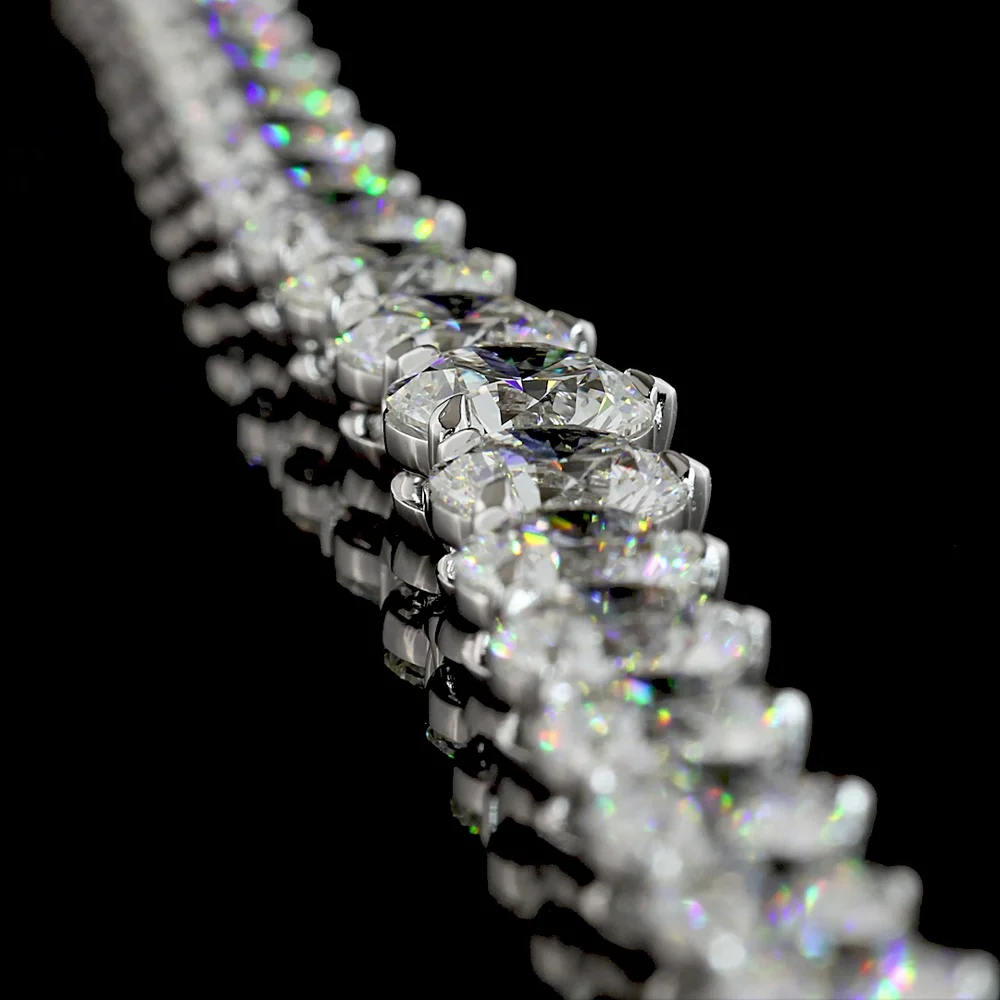14K White Gold Riviera Necklace with 35 Carats Graduating Lab-Grown Round Brilliant Cut Diamonds (E-F VVS2) - 93 Stones in Prong Setting - Covaloro Fine Jewelry - Image 3