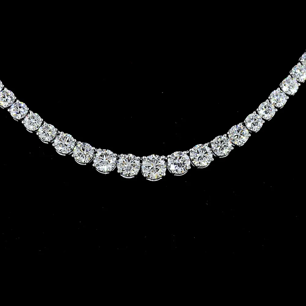 14K White Gold Riviera Necklace with Graduated Round Lab Diamonds - 14.26 Carat Total Weight - Covaloro Fine Jewelry - Image 2