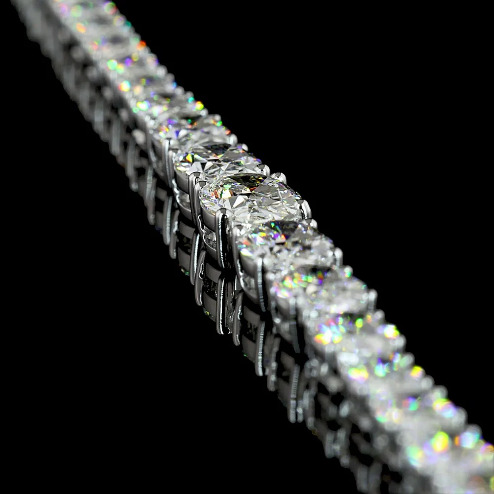 14K White Gold Riviera Necklace with Graduating East-West Set Oval Cut Lab Diamonds - 15.21 Carat Total Weight - Covaloro Fine Jewelry - Image 3