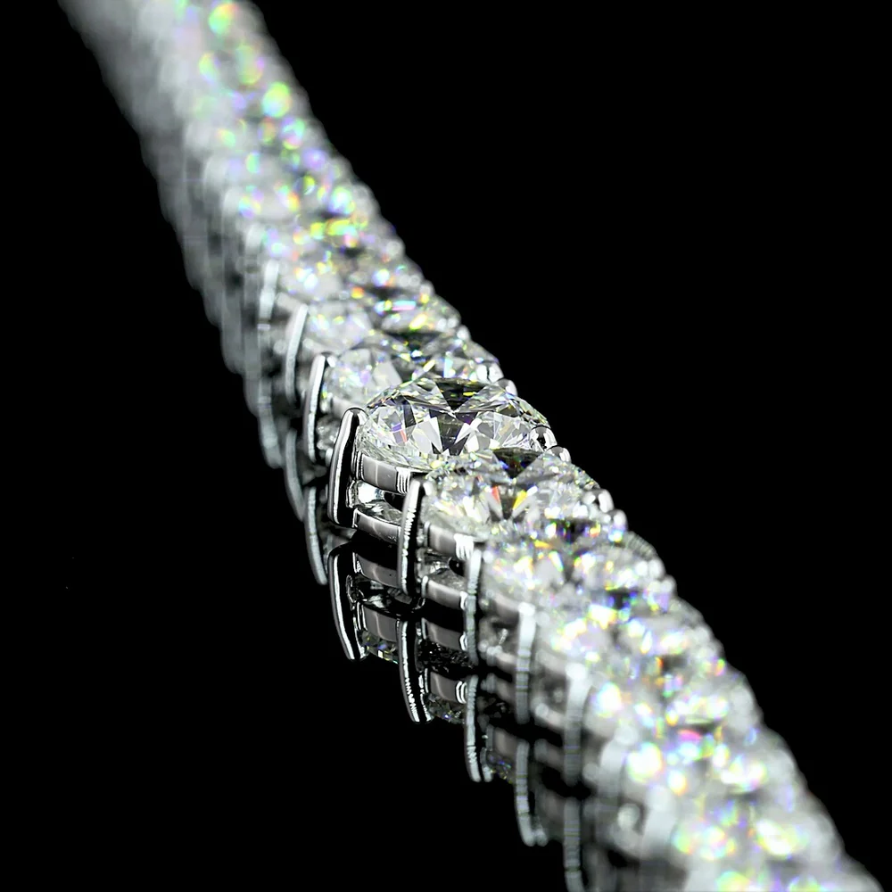 14K White Gold Riviera Necklace with Graduating Round Brilliant Cut Lab Diamonds - 19.8 Carats Total Diamond Weight - Covaloro Fine Jewelry - Image 3