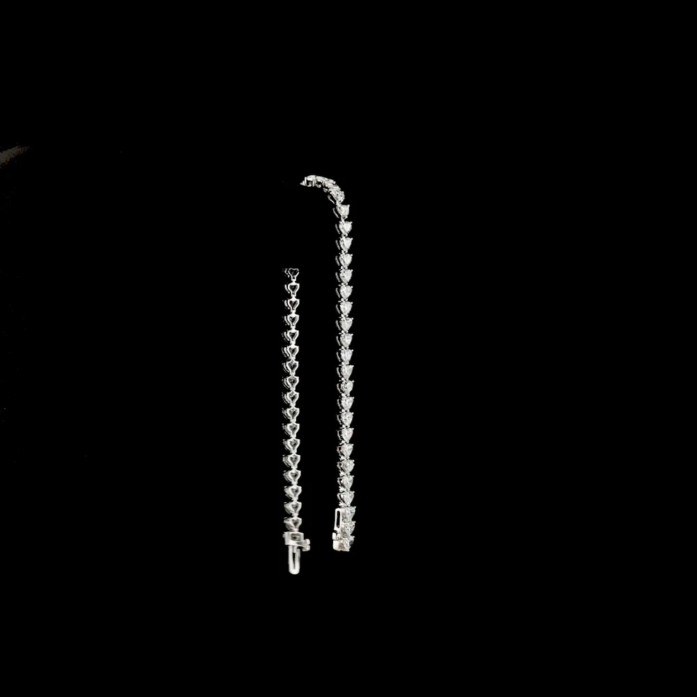 14K White Gold Riviera Tennis Bracelet with Oval and Heart Cut Lab Grown Diamonds in Prong Setting - 6.96 Carat Total Diamond Weight - Covaloro Fine Jewelry - Image 3