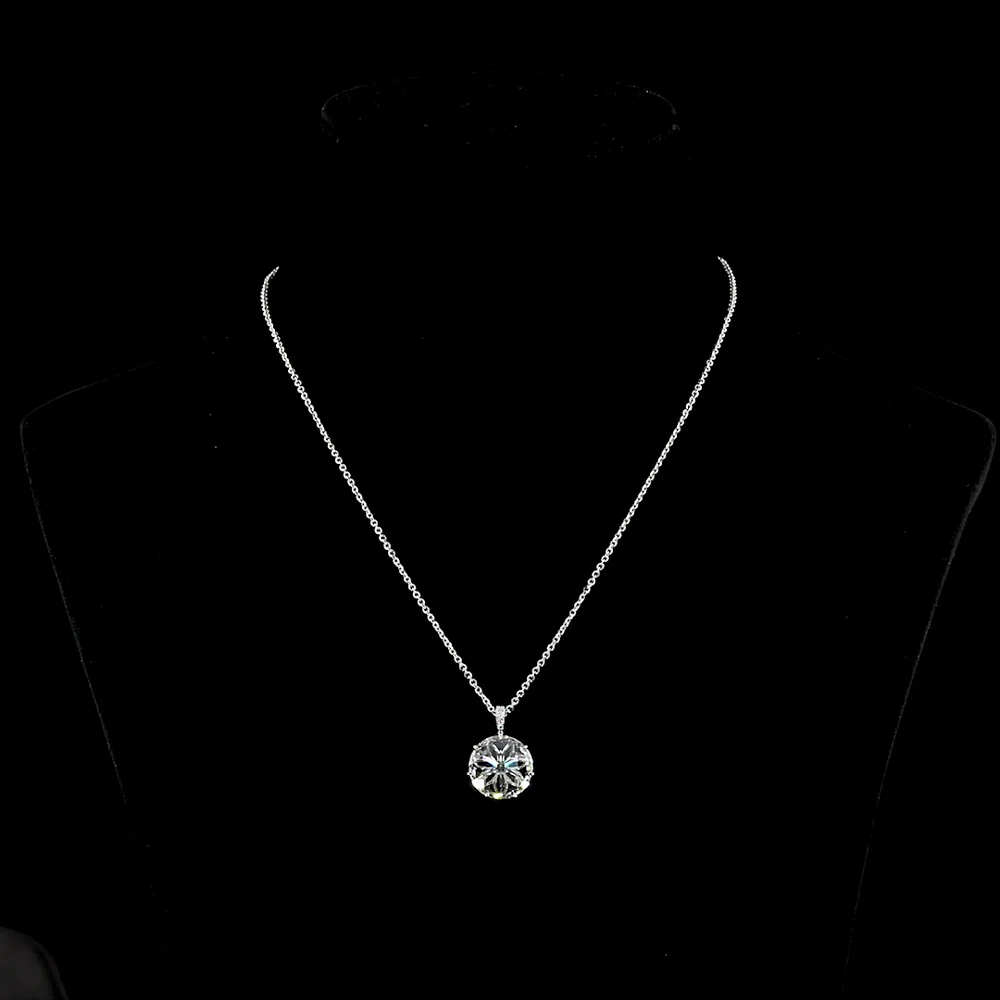 14K White Gold Rose Cut Lab Diamond Pendant with Prong Setting - 4.79 Carats Total Diamond Weight - Covaloro Fine Jewelry