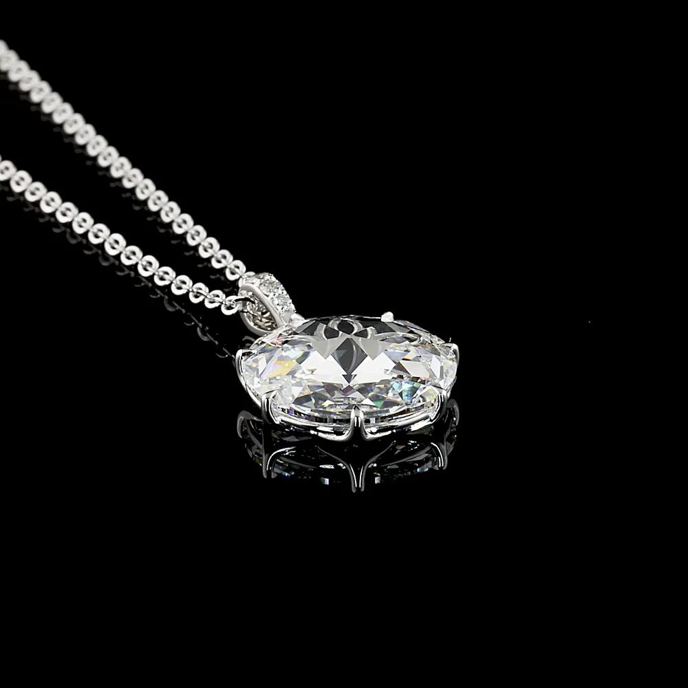 14K White Gold Rose Cut Lab Diamond Pendant with Prong Setting - 4.79 Carats Total Diamond Weight - Covaloro Fine Jewelry - Image 2