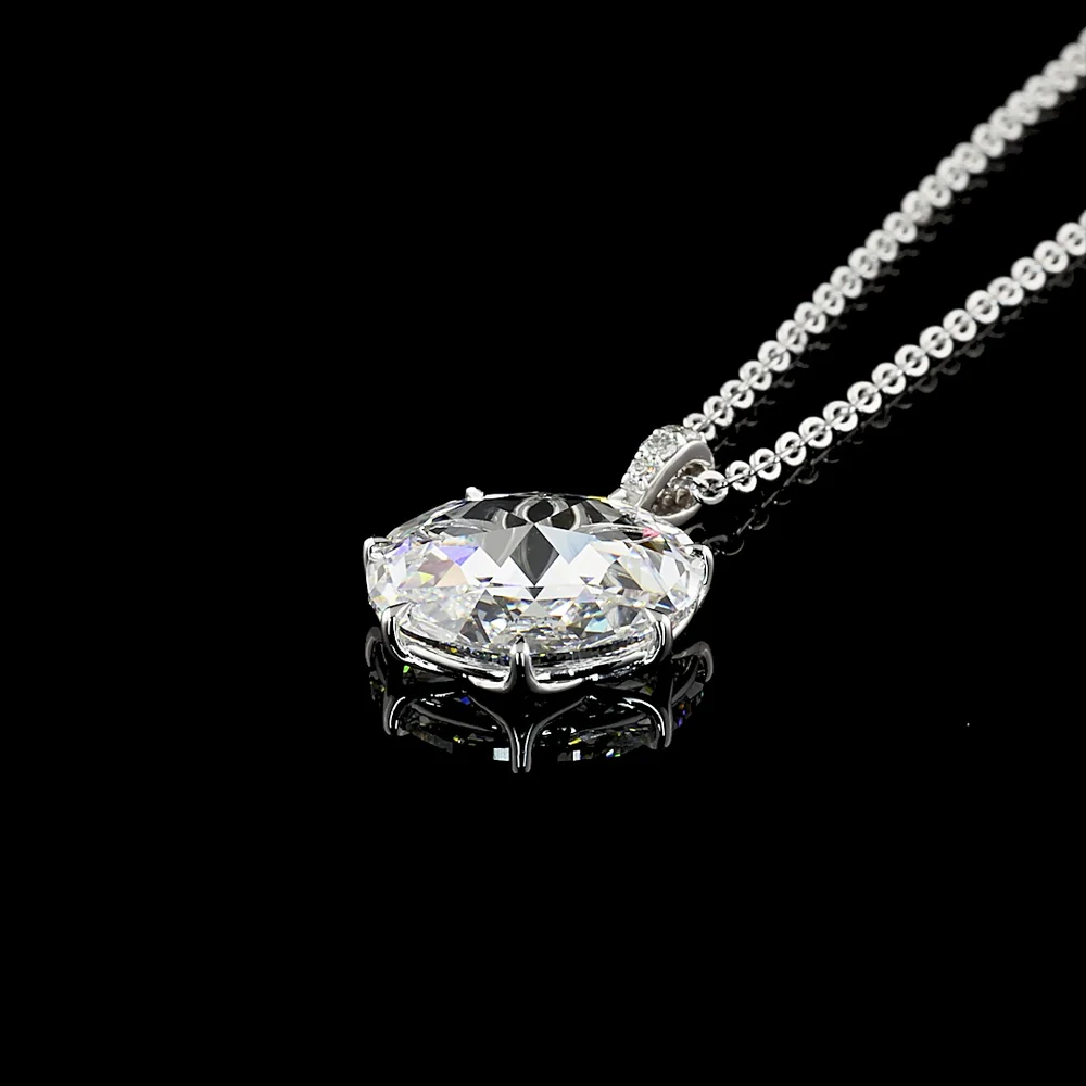 14K White Gold Rose Cut Lab Diamond Pendant with Prong Setting - 4.79 Carats Total Diamond Weight - Covaloro Fine Jewelry - Image 4
