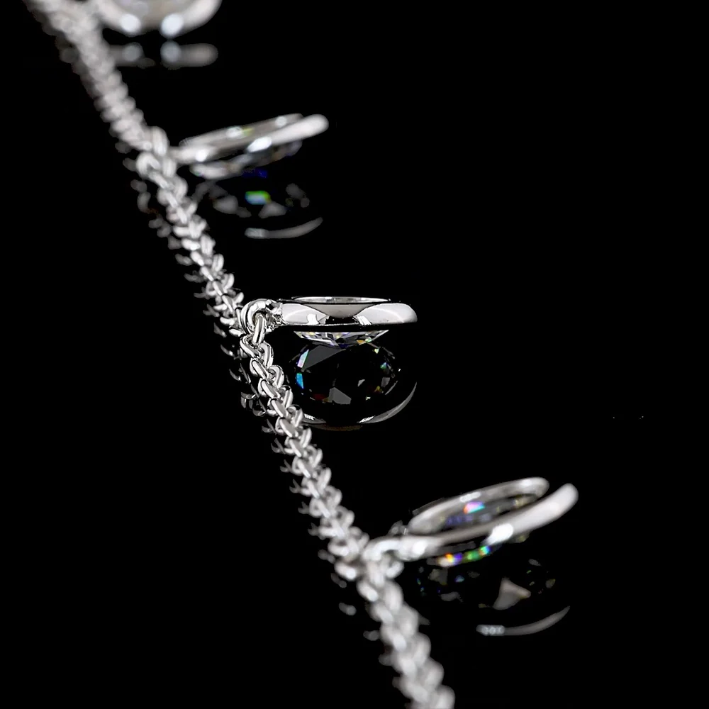 14K White Gold Rose Cut Oval Lab Diamond Station Bracelet - 3.38 Carat Total Weight, Bezel Set, E-F VS Clarity - Covaloro Fine Jewelry - Image 2