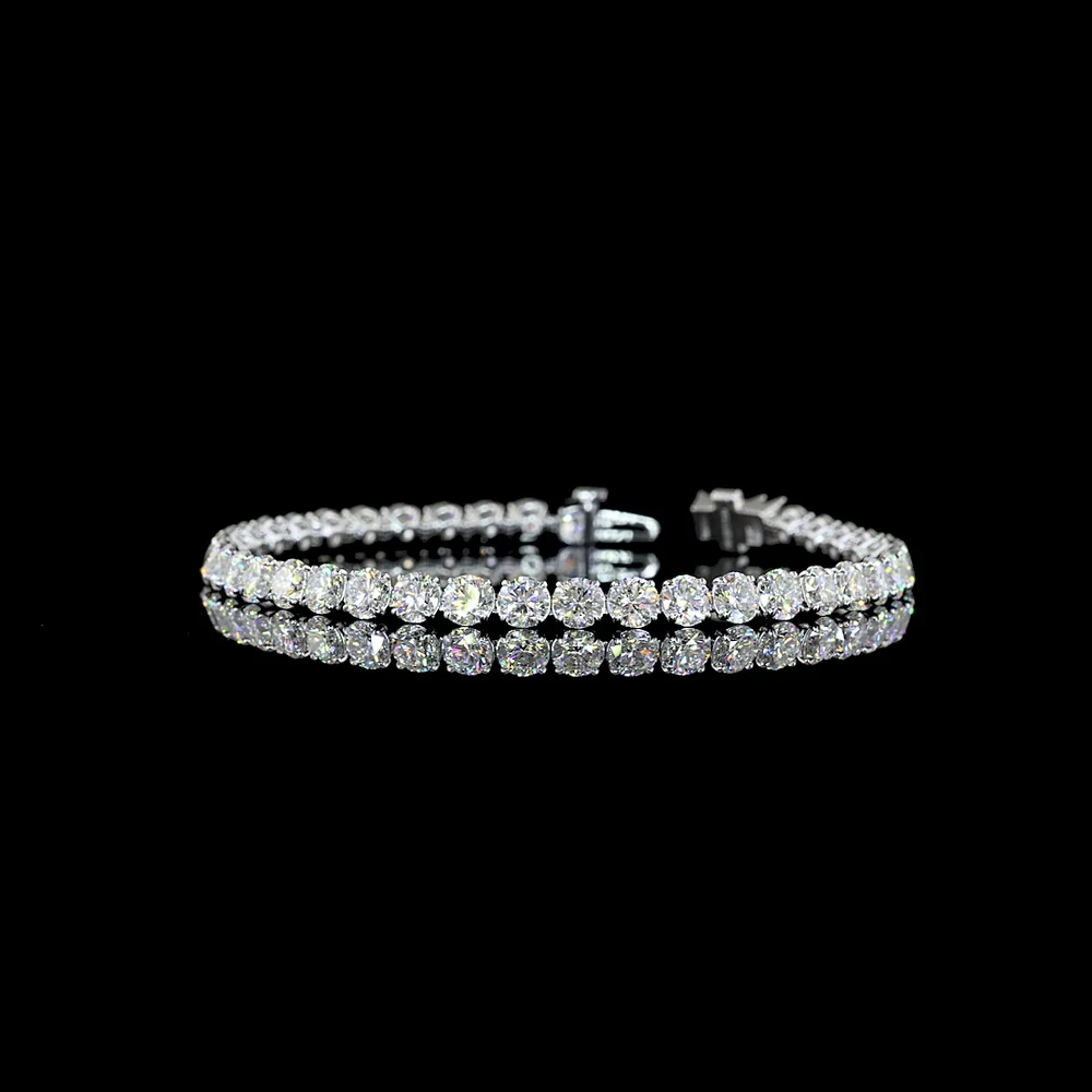 14K White Gold Round and Marquise Diamond Tennis Bracelet with Prong Set Lab Diamonds - 11.84 Carat Total Diamond Weight - Covaloro Fine Jewelry