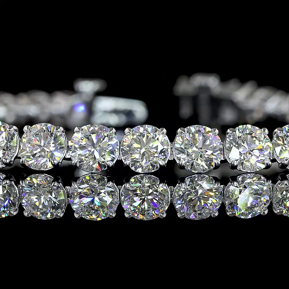14K White Gold Round and Marquise Diamond Tennis Bracelet with Prong Set Lab Diamonds - 11.84 Carat Total Diamond Weight - Covaloro Fine Jewelry - Image 2