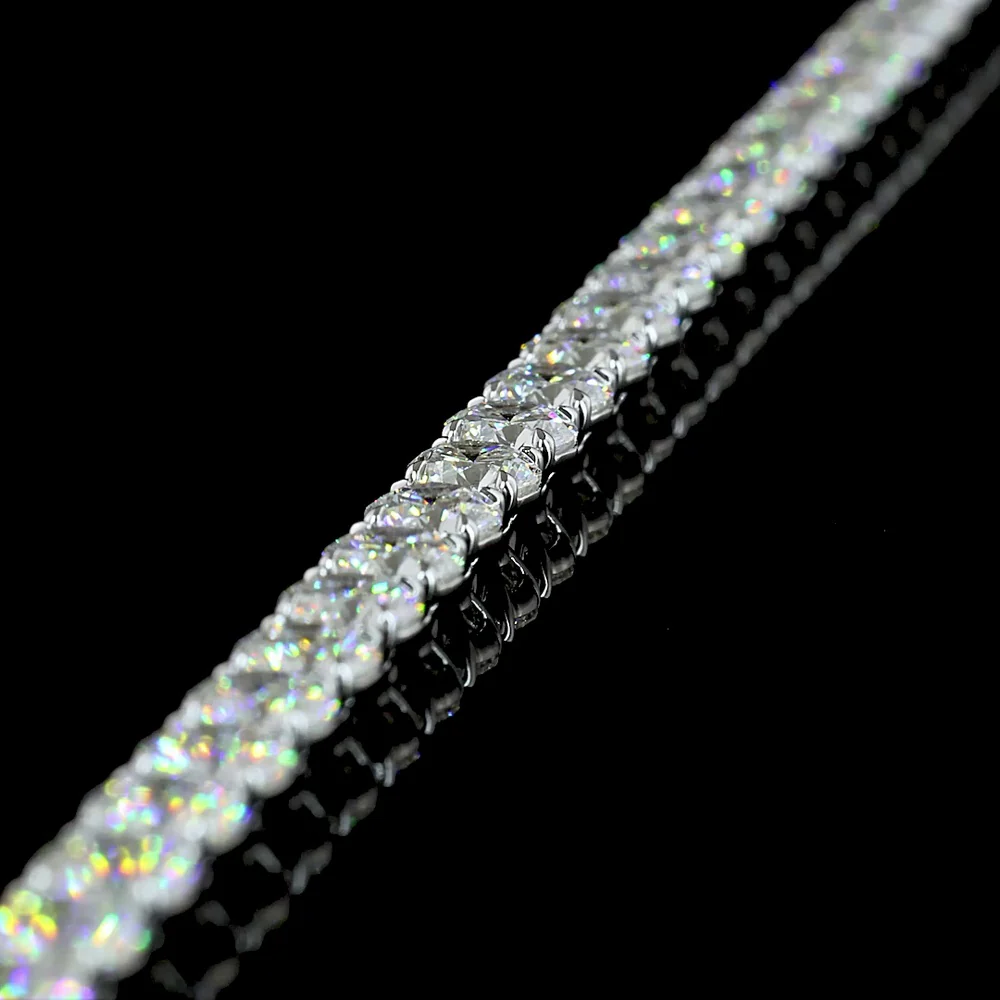 14K White Gold Round and Marquise Diamond Tennis Bracelet with Prong Set Lab Diamonds - 11.84 Carat Total Diamond Weight - Covaloro Fine Jewelry - Image 3