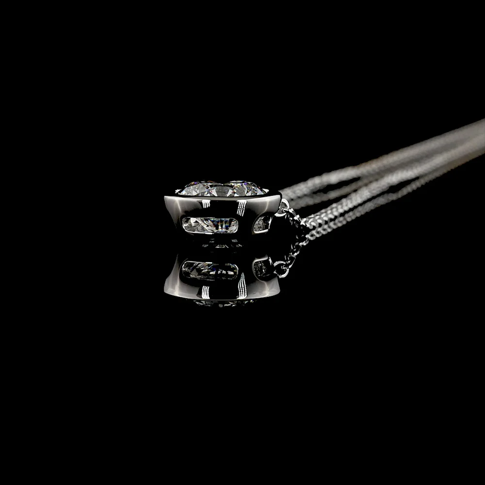 14K White Gold Round Bezel Set Solitaire Pendant with 1.54 Carat Lab Grown E VS1 Brilliant Cut Diamond - Covaloro Fine Jewelry - Image 3
