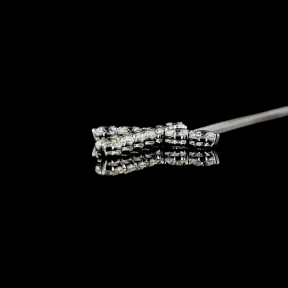 14K White Gold Round Brilliant Cut Lab Diamond Cross Pendant - 11 Stones, 5.30 Carat Total Weight, E-F Color VS Clarity - Covaloro Fine Jewelry - Image 3