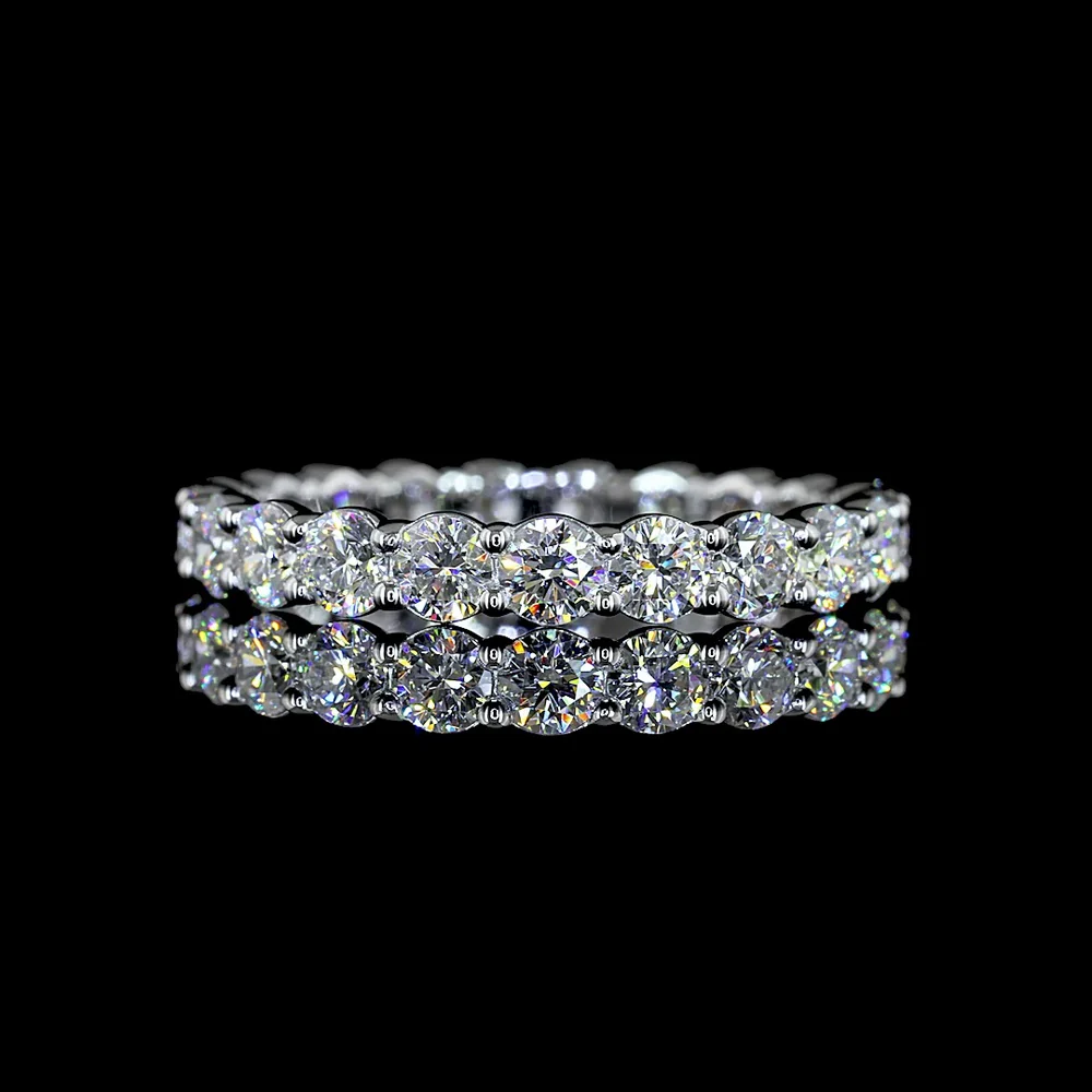 14K White Gold Round Brilliant Cut Lab Diamond Eternity Band - 2.01 Carat Total Weight with 21 Stones E-F VS1 Clarity - Covaloro Fine Jewelry