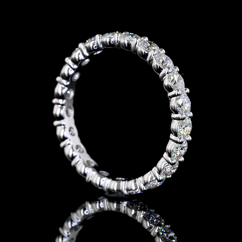 14K White Gold Round Brilliant Cut Lab Diamond Eternity Band - 2.01 Carat Total Weight with 21 Stones E-F VS1 Clarity - Covaloro Fine Jewelry - Image 3