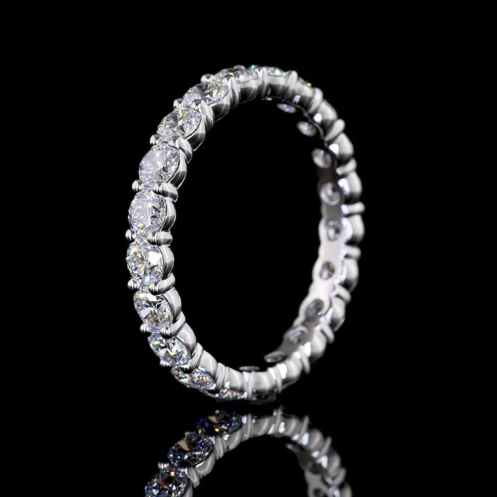 14K White Gold Round Brilliant Cut Lab Diamond Eternity Band - 2.01 Carat Total Weight with 21 Stones E-F VS1 Clarity - Covaloro Fine Jewelry - Image 4