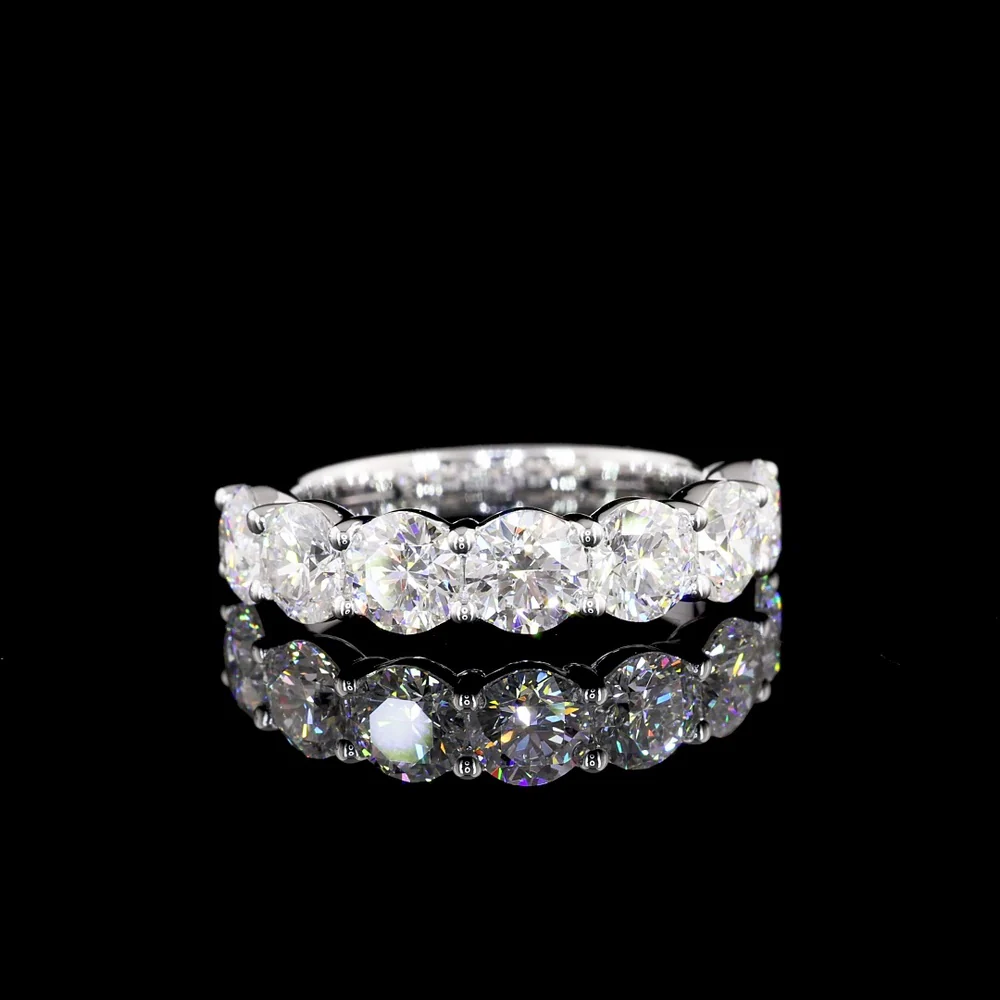 14K White Gold Round Brilliant Cut Lab Diamond Half Eternity Band - 1.94 Total Carat Weight, E-F VS1 - Covaloro Fine Jewelry