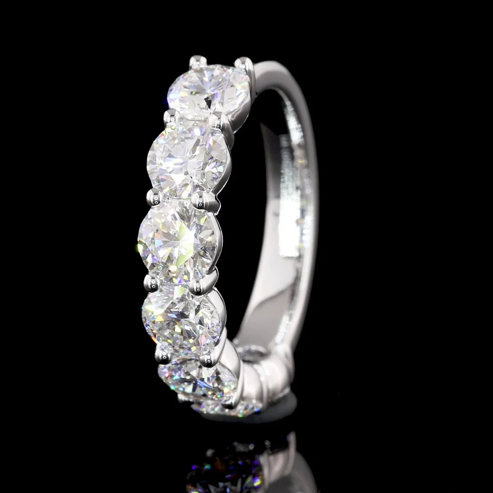 14K White Gold Round Brilliant Cut Lab Diamond Half Eternity Band - 1.94 Total Carat Weight, E-F VS1 - Covaloro Fine Jewelry - Image 2