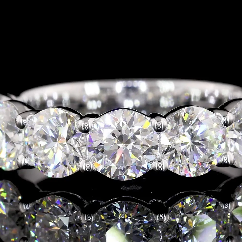 14K White Gold Round Brilliant Cut Lab Diamond Half Eternity Band - 1.94 Total Carat Weight, E-F VS1 - Covaloro Fine Jewelry - Image 3