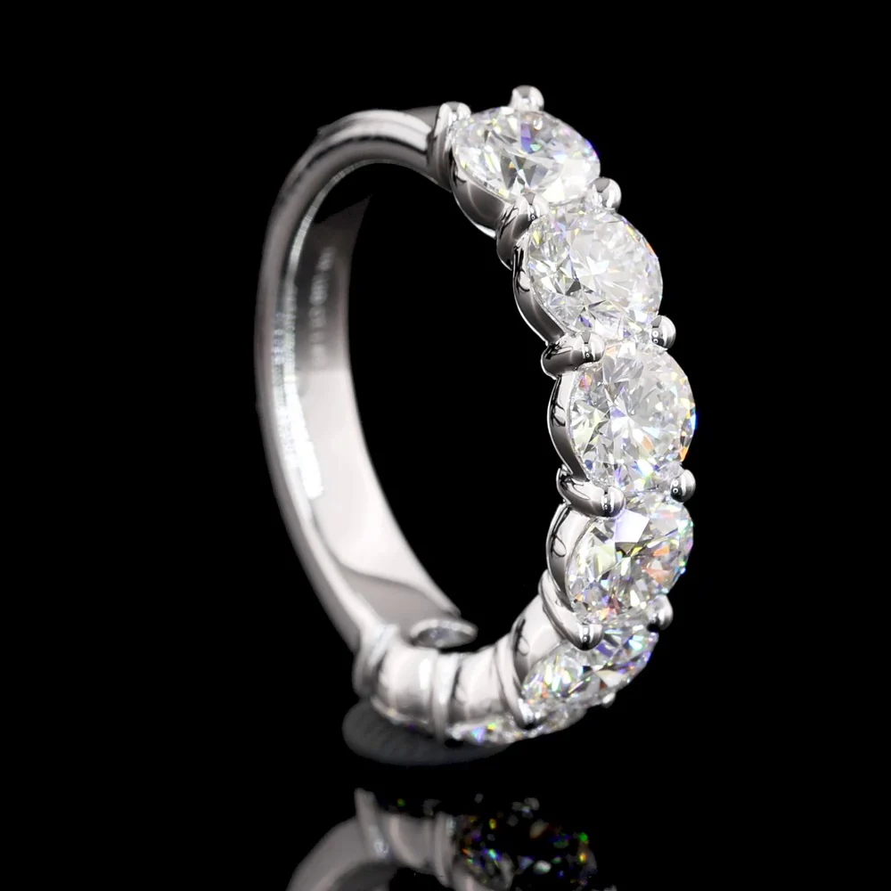 14K White Gold Round Brilliant Cut Lab Diamond Half Eternity Band - 1.94 Total Carat Weight, E-F VS1 - Covaloro Fine Jewelry - Image 4