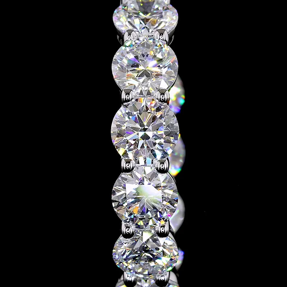 14K White Gold Round Brilliant Cut Lab Diamond Huggie Earrings - 7.00 Carats Total Diamond Weight (3.50 Carats per ear) - Covaloro Fine Jewelry - Image 3