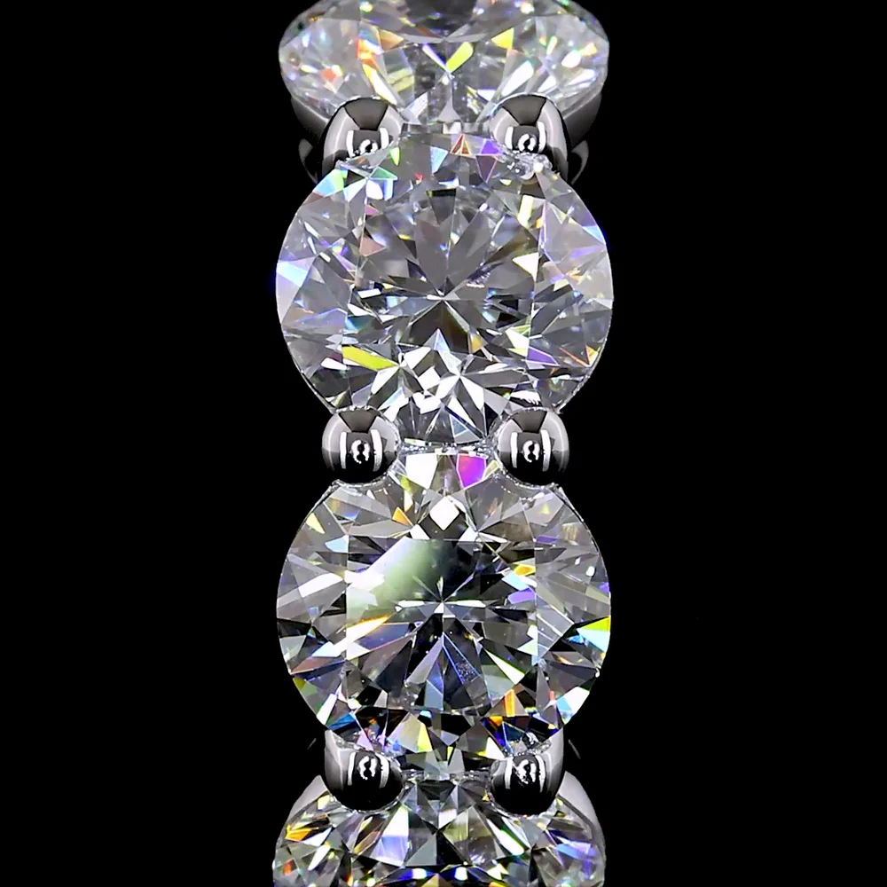 14K White Gold Round Brilliant Cut Lab Diamond Huggie Earrings - 8 Stones, 4.07 Carat Total Weight, E-F VS1 Clarity - Covaloro Fine Jewelry - Image 3