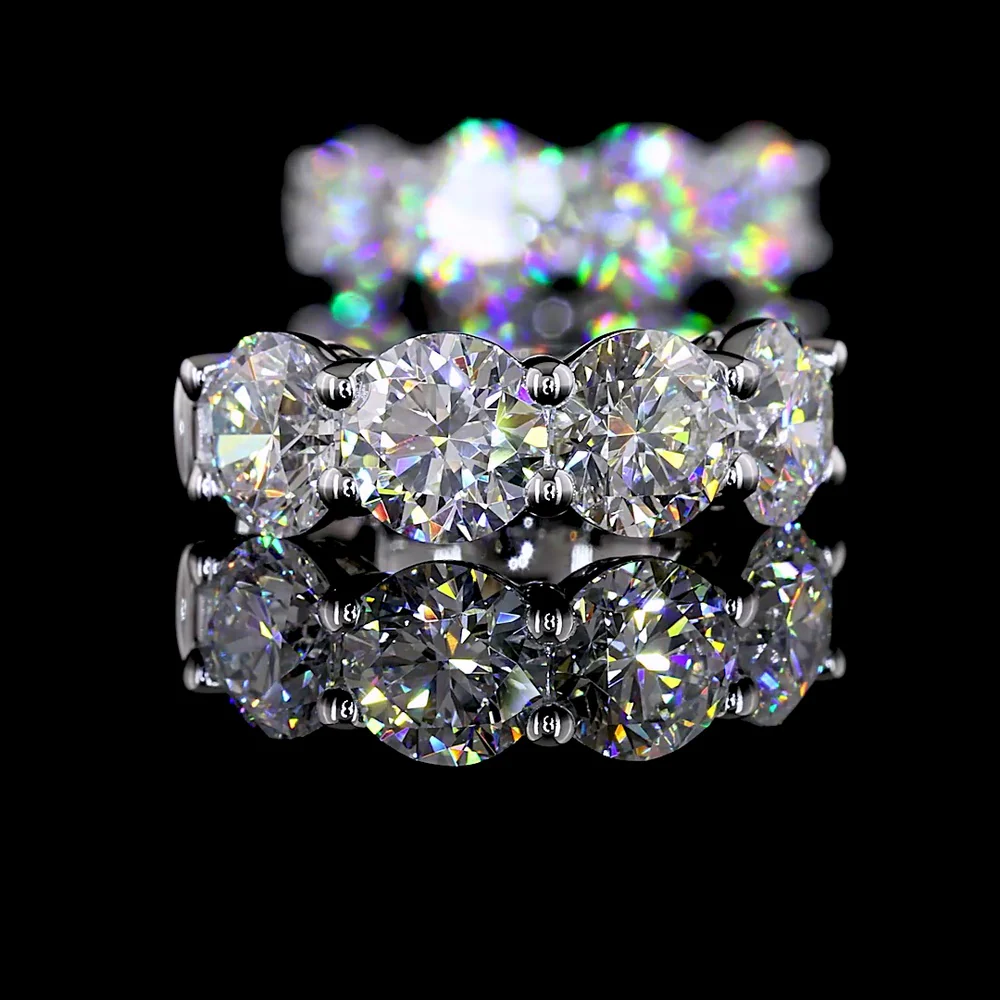 14K White Gold Round Brilliant Cut Lab Diamond Huggie Earrings - 8 Stones, 4.07 Carat Total Weight, E-F VS1 Clarity - Covaloro Fine Jewelry - Image 4