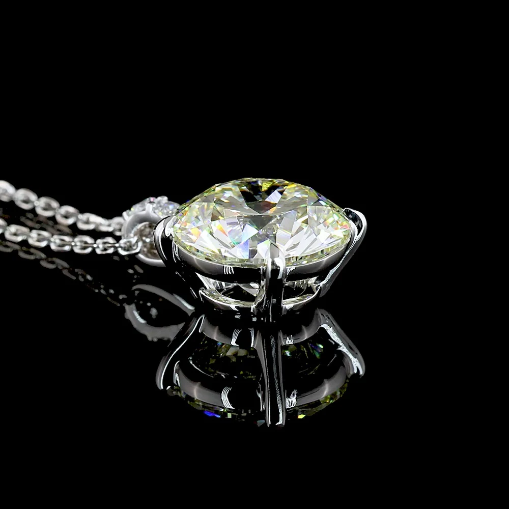14K White Gold Round Brilliant Cut Lab Diamond Pendant with Accent Stones - 3.20 Carats Total Diamond Weight - Covaloro Fine Jewelry - Image 3