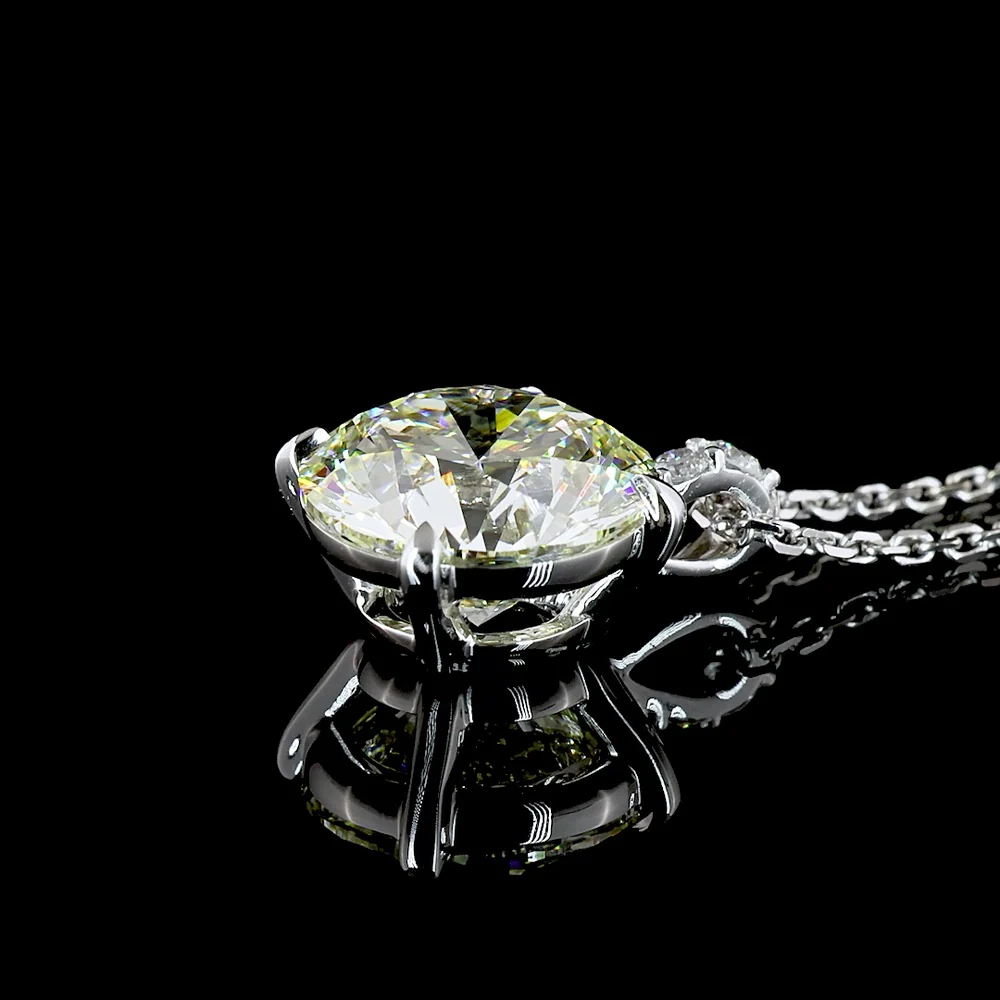 14K White Gold Round Brilliant Cut Lab Diamond Pendant with Accent Stones - 3.20 Carats Total Diamond Weight - Covaloro Fine Jewelry - Image 4