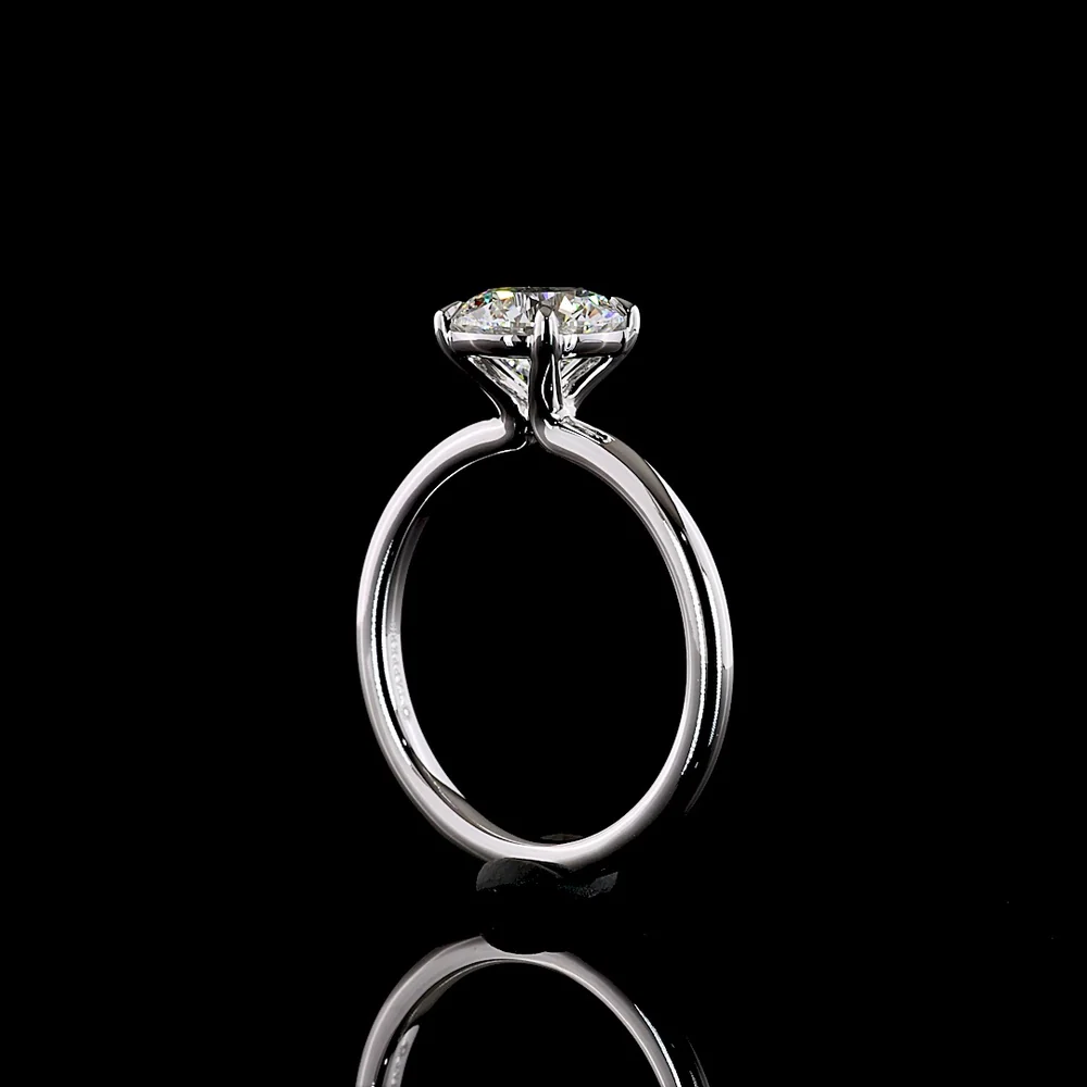 14K White Gold Round Brilliant Cut Lab Diamond Solitaire Ring - 1.76 Carat Total Diamond Weight - D VVS2 IGI Certified - Covaloro Fine Jewelry - Image 3