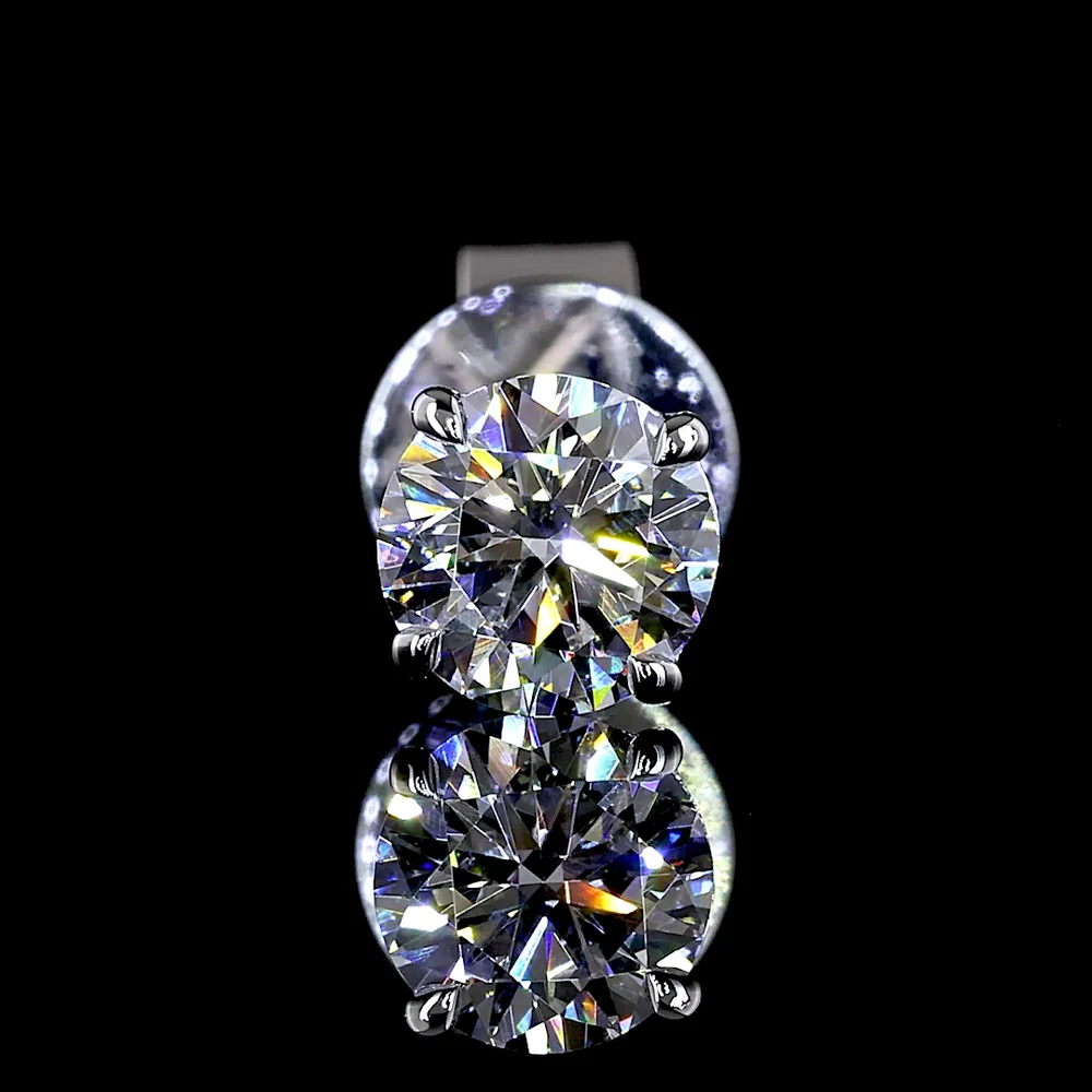 14K White Gold Round Brilliant Cut Lab Diamond Stud Earrings - 0.72 Carat Total Weight (E-F Color, VS2 Clarity, 4-Prong Setting) - Covaloro Fine Jewelry - Image 3