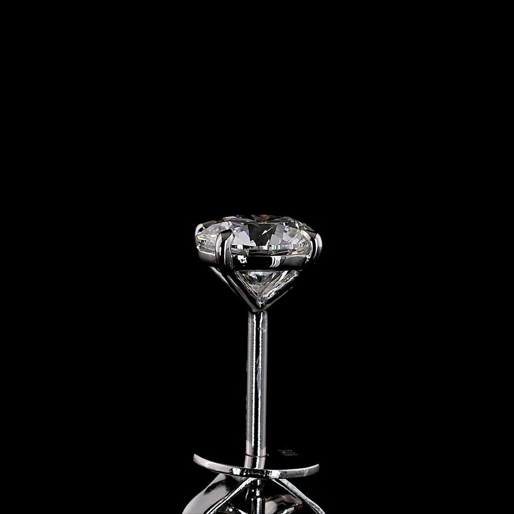 14K White Gold Round Brilliant Cut Lab Diamond Stud Earrings - 1.06 Carat Total Weight (E-F Color, VS1 Clarity) - Covaloro Fine Jewelry - Image 4