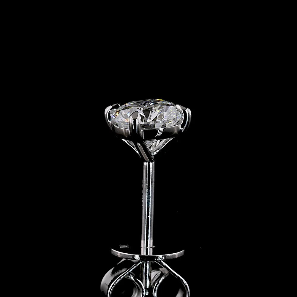 14K White Gold Round Brilliant Cut Lab Diamond Stud Earrings - 1.10 Carat Total Weight (E-F Color, VS2 Clarity) - Covaloro Fine Jewelry - Image 4