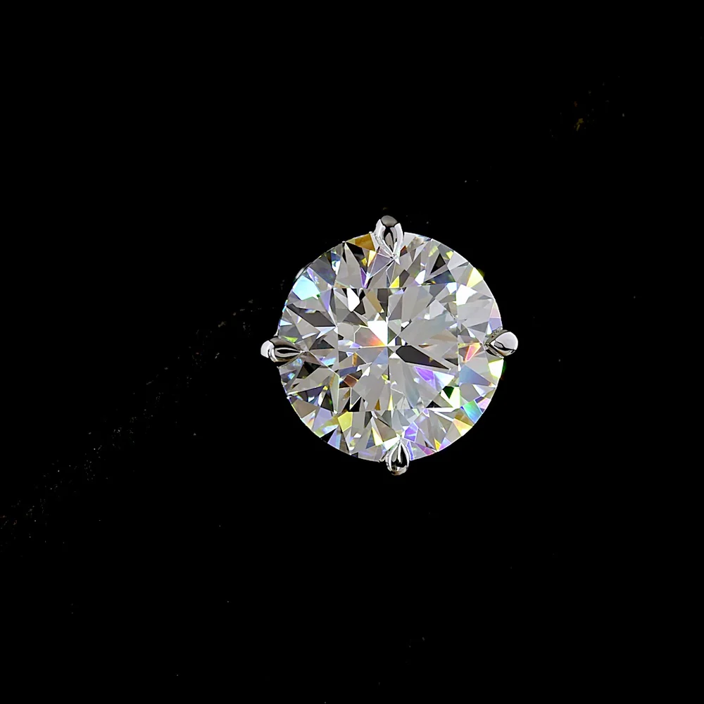 14K White Gold Round Brilliant Cut Lab Diamond Stud Earrings - 2.48 Carat Total Weight (E-F Color, VS1 Clarity, Four Prong Setting) - Covaloro Fine Jewelry - Image 2