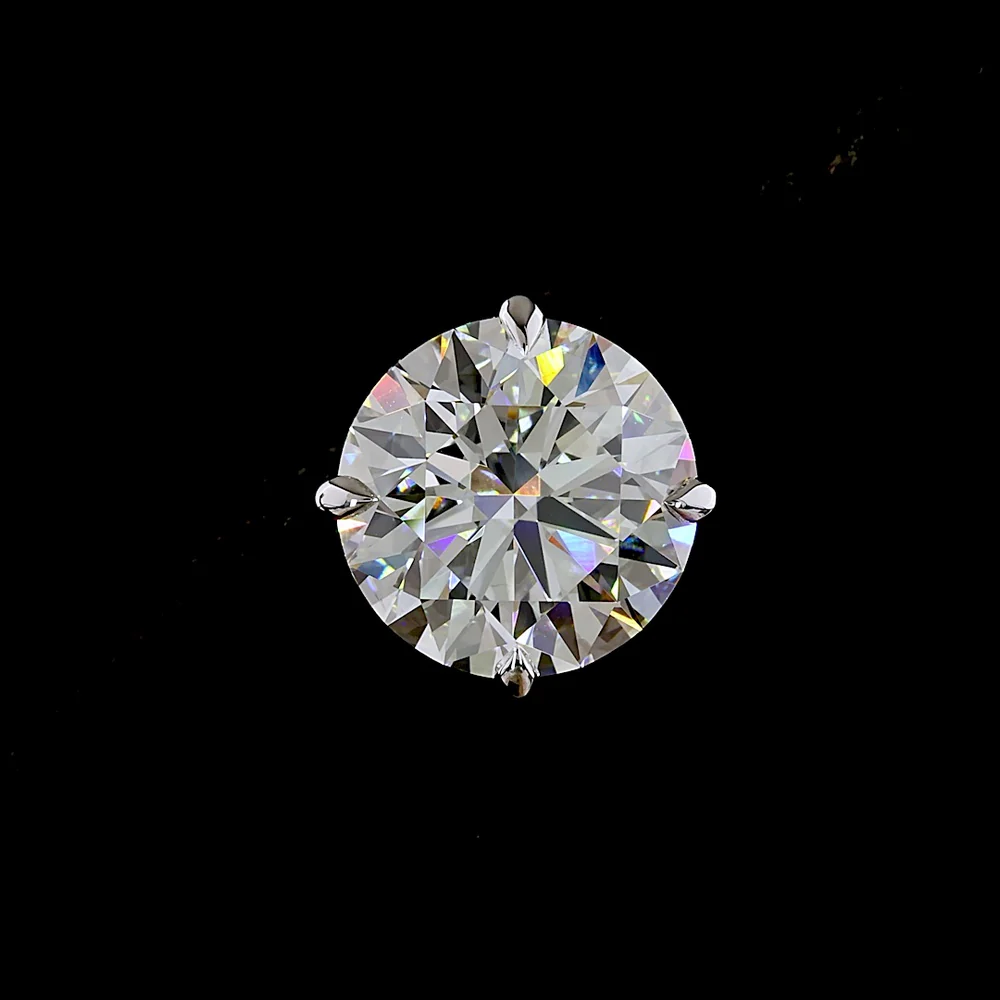 14K White Gold Round Brilliant Cut Lab Diamond Stud Earrings - 7.57 Carat Total Diamond Weight (F VS1) - Covaloro Fine Jewelry - Image 2