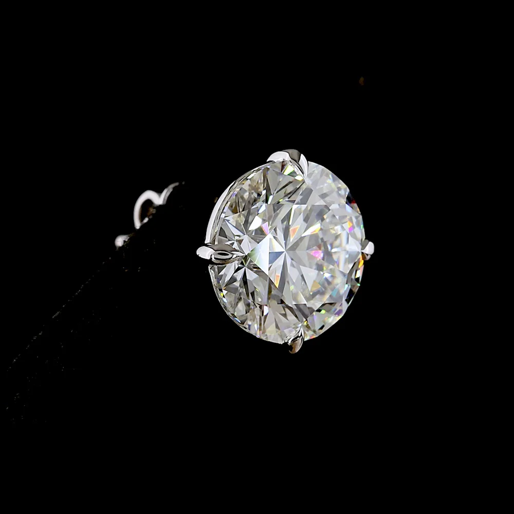 14K White Gold Round Brilliant Cut Lab Diamond Stud Earrings - 7.57 Carat Total Diamond Weight (F VS1) - Covaloro Fine Jewelry - Image 4