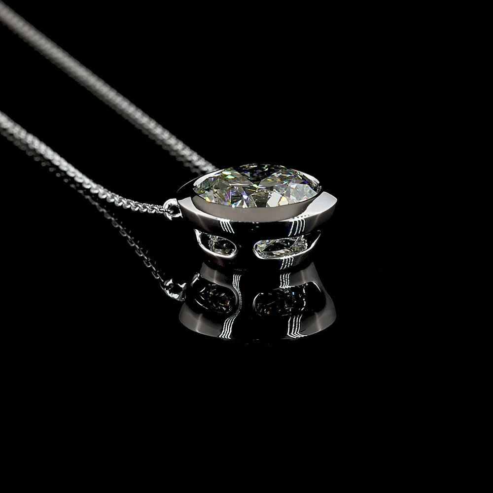14K White Gold Round Brilliant Cut Lab-Grown Diamond Solitaire Pendant with Bezel Setting - 4.08 Carat Total Weight, E-F Color, VVS2 Clarity, IGI Certified - Covaloro Fine Jewelry - Image 3