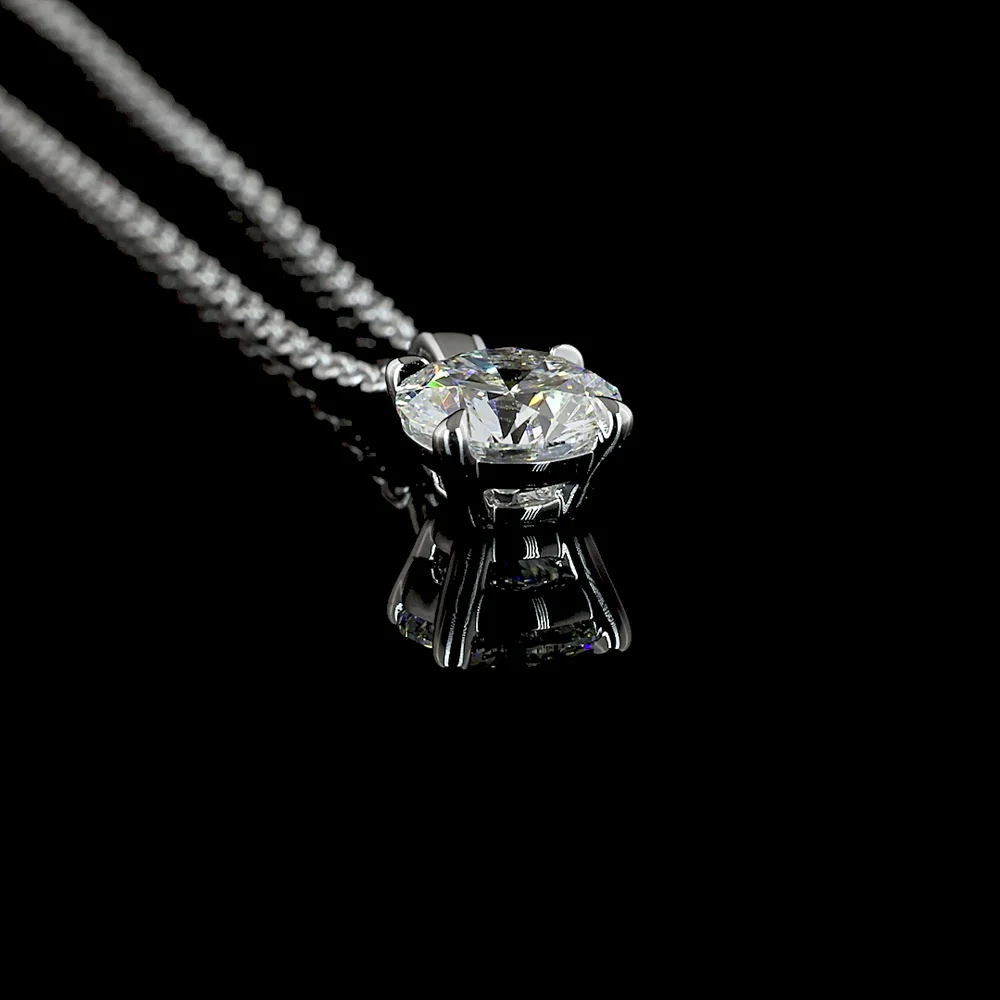 14K White Gold Round Brilliant Cut Solitaire Pendant with 0.73 Carat Lab Grown Diamond, E Color VS Clarity - Covaloro Fine Jewelry - Image 3