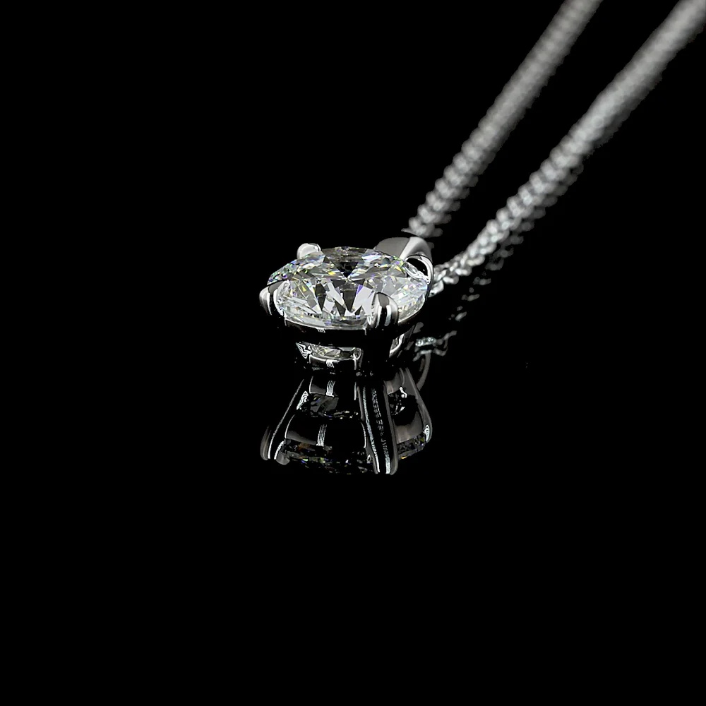 14K White Gold Round Brilliant Cut Solitaire Pendant with 0.73 Carat Lab Grown Diamond, E Color VS Clarity - Covaloro Fine Jewelry - Image 4