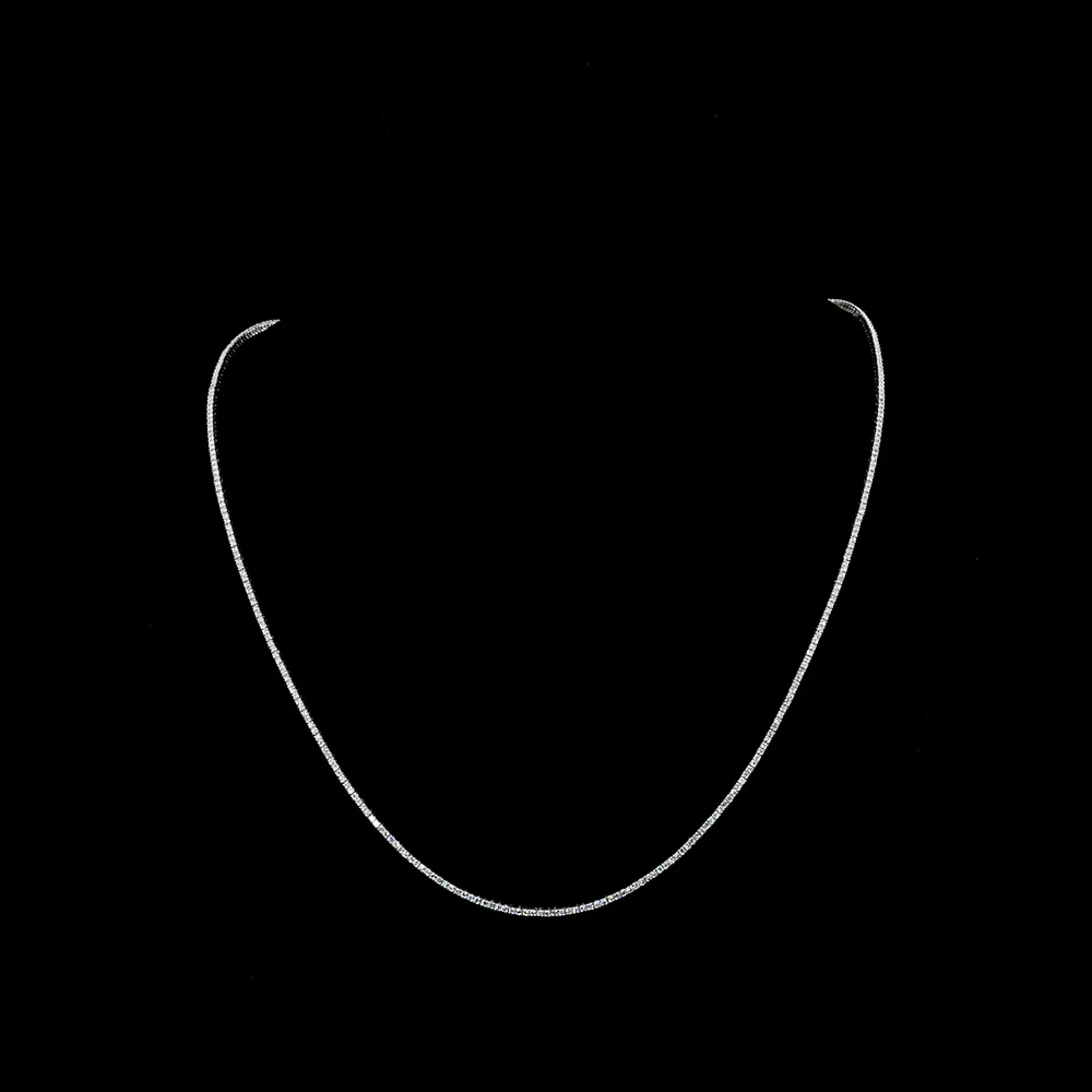 14K White Gold Round Brilliant Cut Tennis Necklace with 3.54 Carats of Lab-Grown Diamonds (E-F Color, VS Clarity) - 366 Prong-Set Stones - Covaloro Fine Jewelry