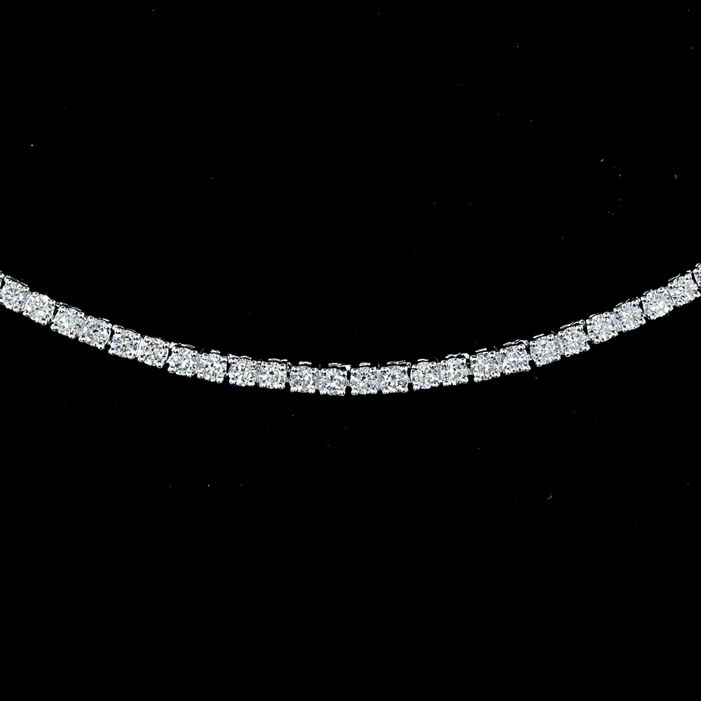 14K White Gold Round Brilliant Cut Tennis Necklace with 3.54 Carats of Lab-Grown Diamonds (E-F Color, VS Clarity) - 366 Prong-Set Stones - Covaloro Fine Jewelry - Image 2