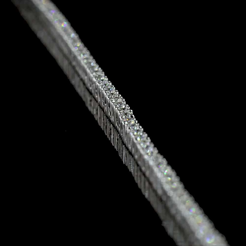 14K White Gold Round Brilliant Cut Tennis Necklace with 3.54 Carats of Lab-Grown Diamonds (E-F Color, VS Clarity) - 366 Prong-Set Stones - Covaloro Fine Jewelry - Image 3