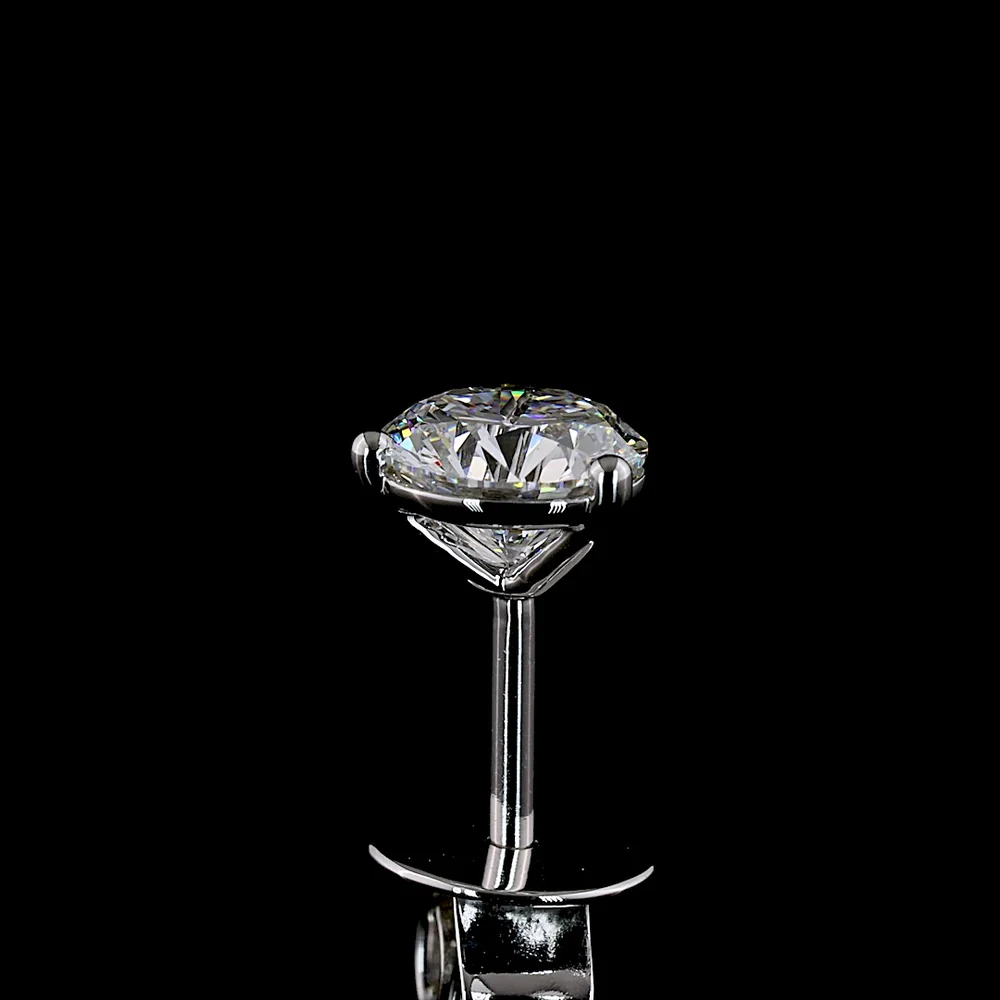 14K White Gold Round Brilliant Lab Diamond Martini Stud Earrings - 0.99 Carats Total Diamond Weight, D VS1 - Covaloro Fine Jewelry - Image 4
