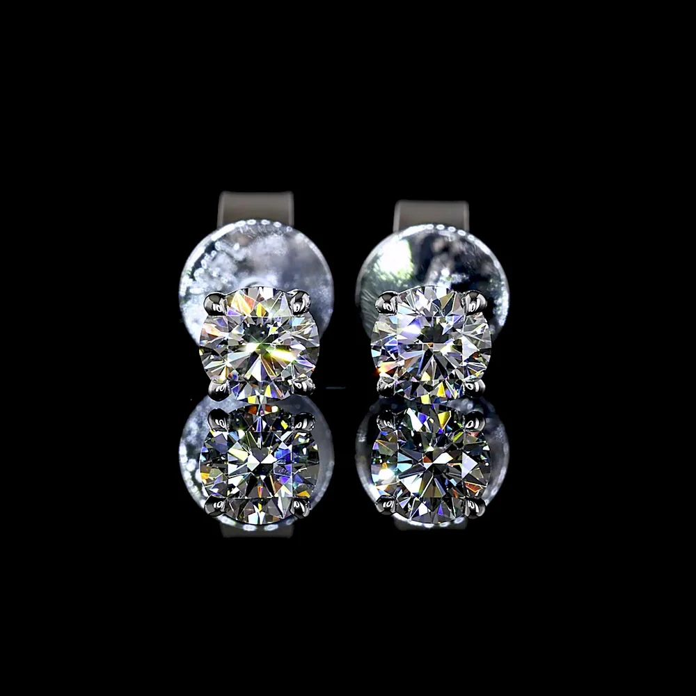 14K White Gold Round Brilliant Lab Diamond Stud Earrings - 0.49 Carat Total Weight, E-F Color, VS Clarity - Covaloro Fine Jewelry - Image 2