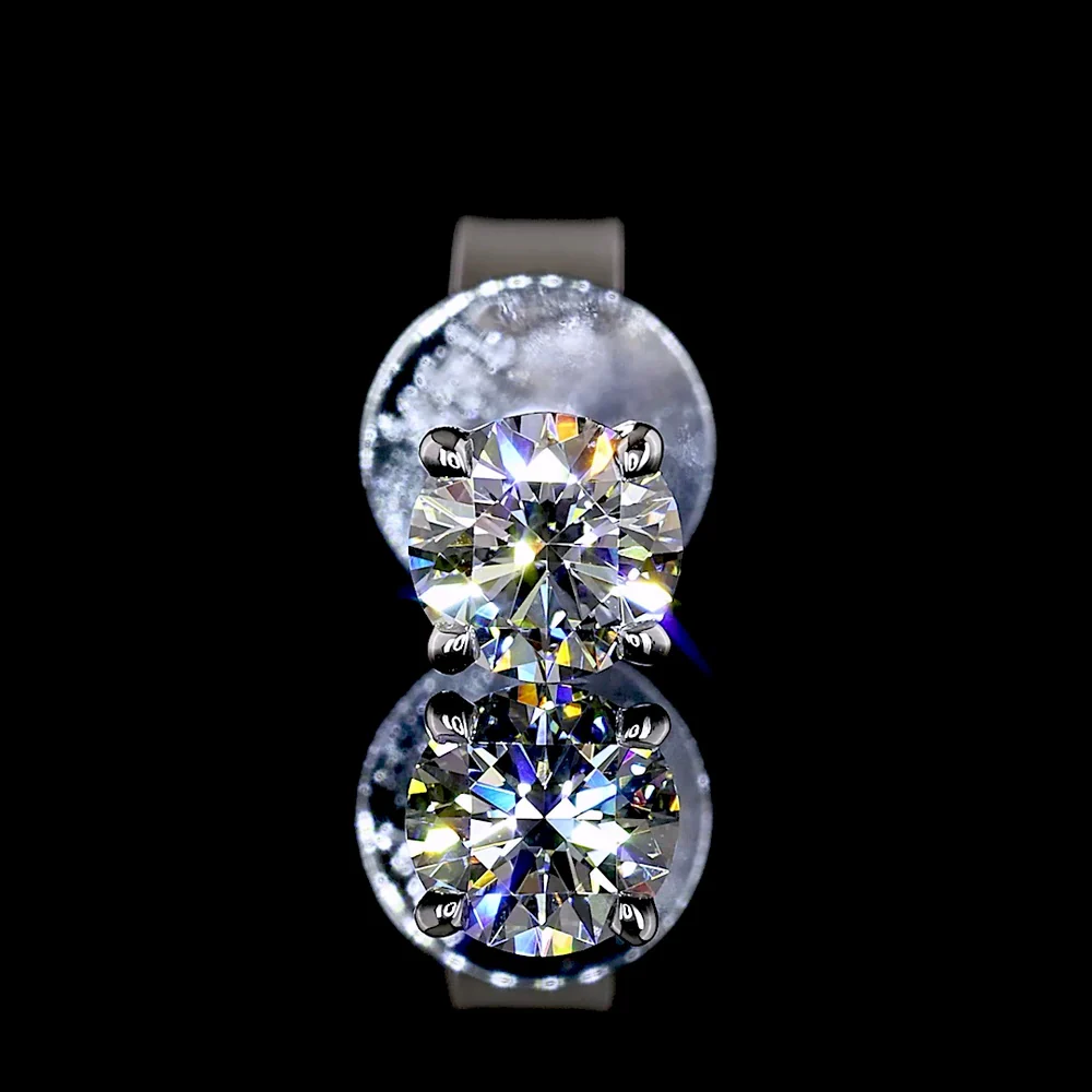 14K White Gold Round Brilliant Lab Diamond Stud Earrings - 0.49 Carat Total Weight, E-F Color, VS Clarity - Covaloro Fine Jewelry - Image 3