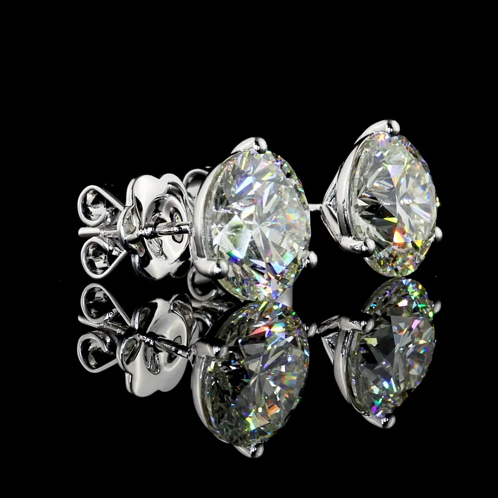 14K White Gold Round Brilliant Martini Stud Earrings with IGI Certified Lab Diamonds - 6.05 Carat Total Diamond Weight - Covaloro Fine Jewelry