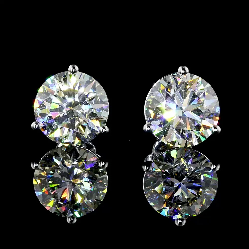 14K White Gold Round Brilliant Martini Stud Earrings with IGI Certified Lab Diamonds - 6.05 Carat Total Diamond Weight - Covaloro Fine Jewelry - Image 2