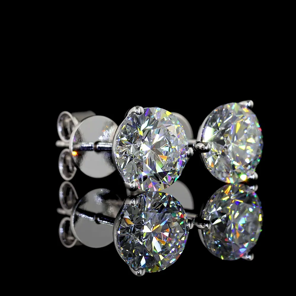 14K White Gold Round Brilliant Martini Stud Earrings with Lab Diamonds - 2.51 Carat Total Weight, D VS1 - Covaloro Fine Jewelry