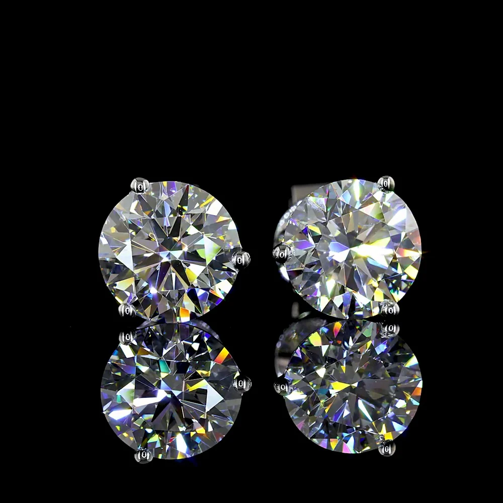 14K White Gold Round Brilliant Martini Stud Earrings with Lab Diamonds - 2.51 Carat Total Weight, D VS1 - Covaloro Fine Jewelry - Image 2